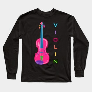 Violin in Rainbow Colors Long Sleeve T-Shirt